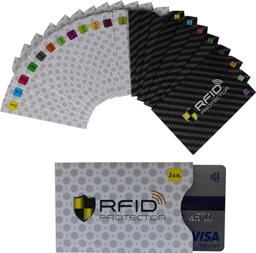 Set of 20 RFID Blocking Sleeves Envelopes Credit Card Sleeve Identity Theft Protection Secure Protector Holders Slim Design Fits Wallet/Purse(Mixed)