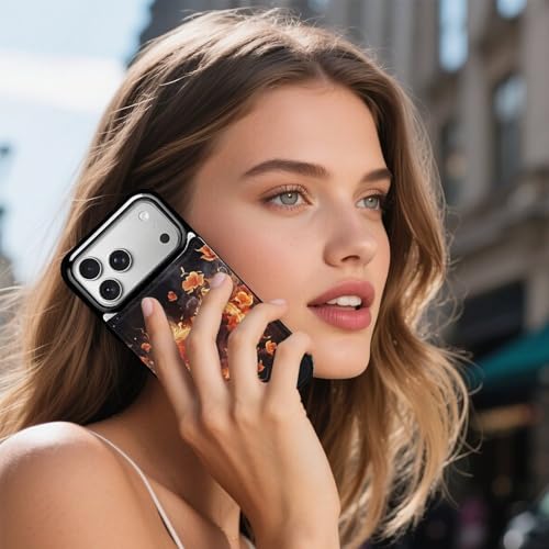 Coque antichoc iPhone 17 fine et robuste avec rangement cartes fleurs de feu