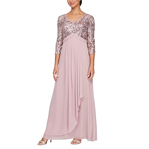 Image of Alex Evenings Womens Long Lace Top Empire Waist Dress