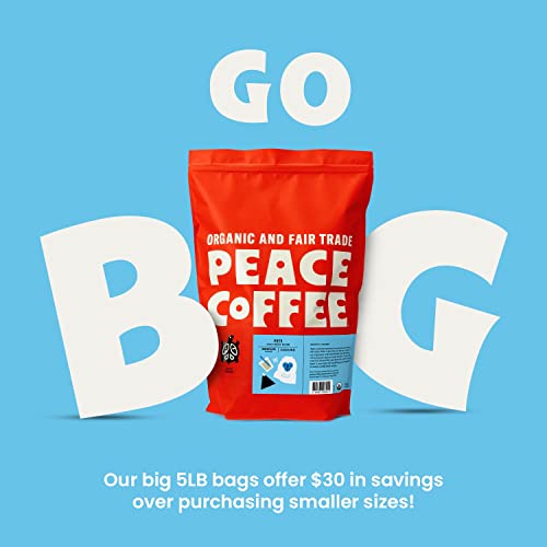 Peace Coffee Yeti Cold Brew Blend | 5 Lb Medium Roast Whole Bean| Organic Fair Trade Coffee | Smooth, Rich Flavor | Peru, Nicaragua & Guatemala | Shade Grown, Fresh Roasted #TOP7
