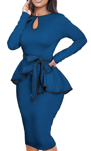 Image of Women's Bodycon Vintage Dresses Elegant Peplum Dresses for Women Business Work Office