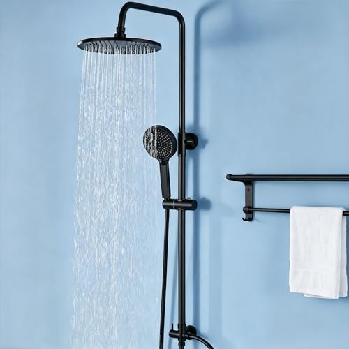 Auralum Regendusche ohne Armatur, Schwarz Duscharmatur mit...