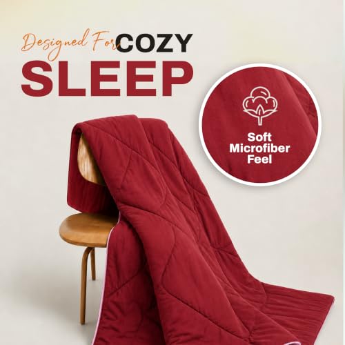 Image of DECORUM Reversible Comforter Double Bed 250 GSM | Red & Baby Pink | Ultra Soft Microfiber Quilt | Lightweight All Season Comforter | (228 X 223 CM)