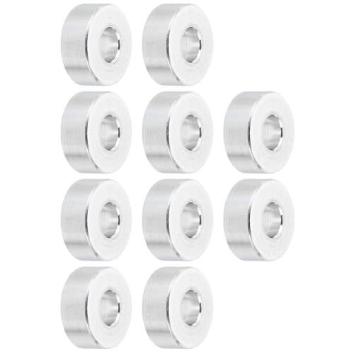 Image of TOP-VIGOR 10Pcs M8 Aluminum Spacer, 8.5mm ID x 20mm OD x 8mm Length Metal Spacer, Round Plain Finish Spacer Screw Standoff Bushing for M8 Screws Bolts and Rods