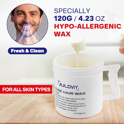 Image of Nose Wax Kit, 30 Applicators,Nostril and Ears Hair Removal Kit for Men & Women,Includes 15 Balm Wipes and Mustache Guards etc. Lasts up to 6 Weeks (120g)