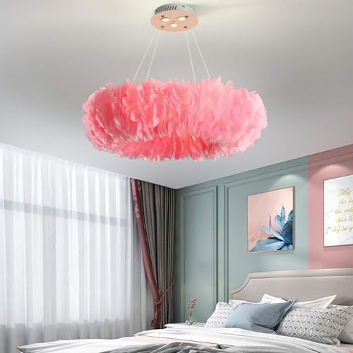 Lustre à plumes romantique plafonnier LED suspension E27 salon - 5
