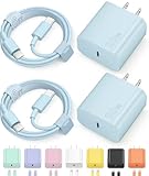 iPhone 17 16 15 Charger Fast Charging Type C Chargers USB C Charger Block iPhone Air Chargers with 2 Pack 6FT Cable for iPhone 17/17 Plus/17 Pro Max/16/16 Plus/16 Pro Max/15 Pro Max/iPad Pro(Blue)