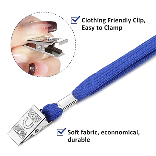 100 Pieces Id Holder Badges Name Tags, Flat Neck Lanyards With Clip Waterproof Clear Plastic Resealable Vertical Id Card Holders (Blue) #TOP6