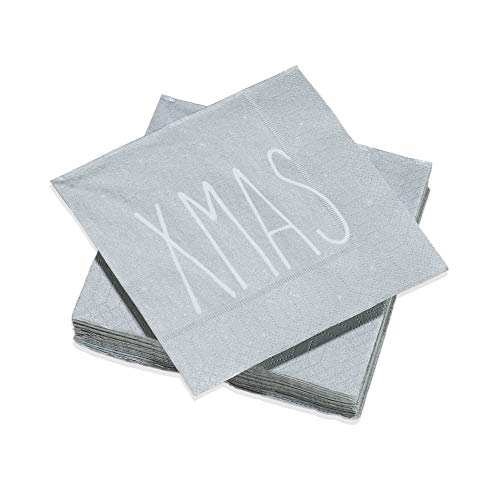 Le Nappage - Servietten, verziert mit XMAS - Servietten, aus reiner Zellulose-Watte - Dekoration mit Text "Weihnachten", 20 Stück, 25 x 25 cm Cover