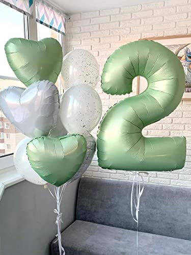 Image of 40 In Olive Green Number Balloons 6 Giant Helium Foil Mylar Green Balloon | Birthday Party Decorations Suitable For Boys' And Girls' Birthday Parties Anniversary celebration digital 6
