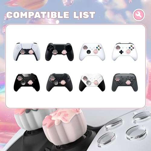 Image of PlayVital Cute Universal Illuminated LED Thumbstick Grips for ps5, for ps4, for Xbox Series X /S, for Xbox One, Switch Pro Controllers, Joystick Protection - Needy Sheep