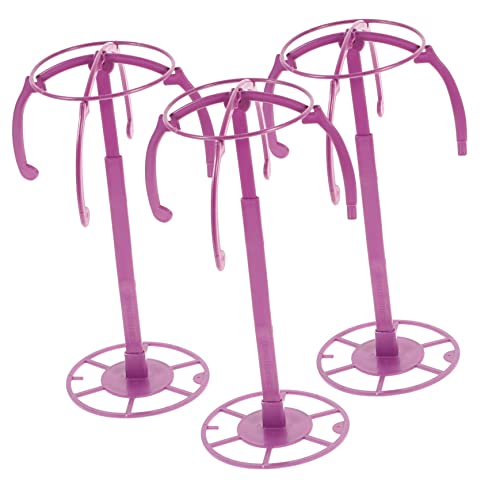 PartyKindom 3Pcs Collapsible Wig Holder and Display Stand for Hats Durable Wig Stand for Wig Styling Travel Friendly Rack for Cosmetology and Hairdressing Students