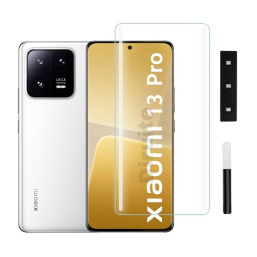 Image of Diruite UV Tempered Glass for Xiaomi 13 Pro - Premium 9H Hardness, Full Edge-to-Edge Coverage, Crystal HD Clarity, UV Glue with Easy Installation Kit (Pack of 1)