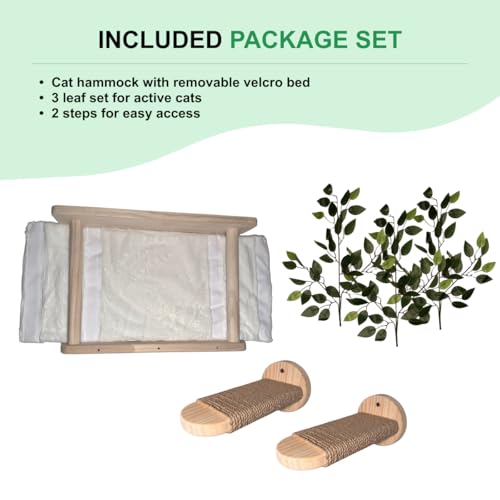 Rede para gatos montada na parede com 2 degraus – Prateleiras de madeira para gatos que economizam e