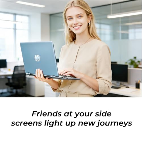 Image of HP 14 inch Moonlight Blue Laptop with Office 365, AMD CPU, 4GB DDR5 On-Board RAM, 1.1TB Storage (128GB SSD and 1TB OneDrive), HD Display, Windows 11, Energy-Efficient & Quiet Performance