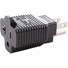 AC WORKS 15A to 20A 125Volt NEMA 5-20R T Blade Plug Adapter ETL Safety Approval ... 1PK
