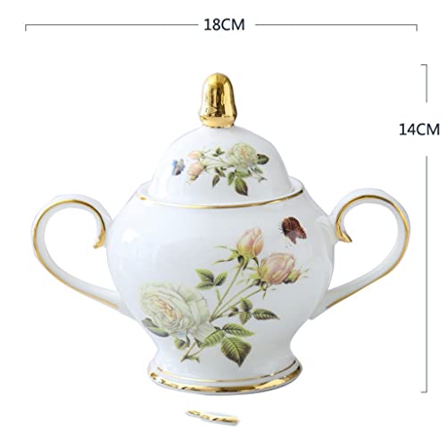 Gretd Rose Bone China Tea Set English Porcelain Tea Set Ceramic Pot Creamer Sugar Bowl Teapot Set (Color : A, Size : As The Picture Shows) #TOP1