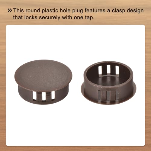 Image of MECCANIXITY 64PCS 30mm(1 3 /16 inch) Brown Plastic Hole Plugs, Flush Type Panel Hole Plugs Insert End Caps for Locking Hole Tubes Furniture Cabinet