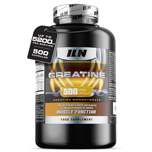 Creatine Capsules – 5,200mg Daily Serving – Vegan Creatine Monohydrate Tablets – 500 Capsules (Up to 83 Servings) – Creatine Supplement for Gym & Training