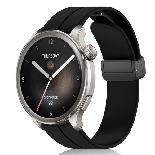 [RicYeel] 22mm ���C�t�� �V���R���o���h Amazfit Active Max/Balance 2/Balance/Bip 6/Bip 5/5 Unity �Ή� �����x���g �}�O�l�b�g�t�� �����ȒP �_�炩�� �X�g���b�v �X�|�[�c �ւ��x���g
