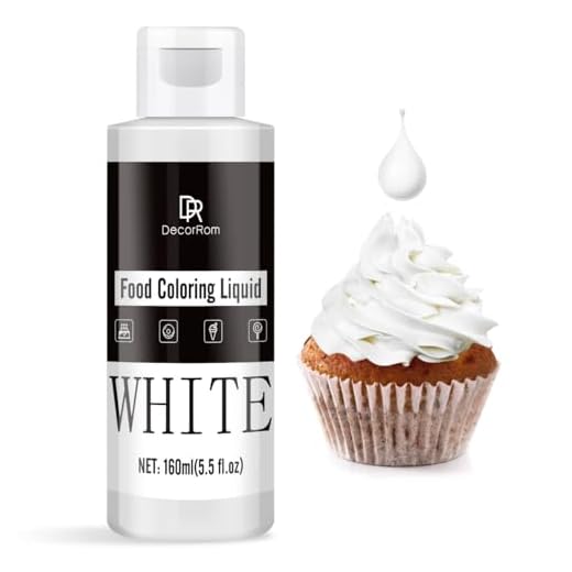 Lebensmittelfarbe - 160ml Flüssige Konzentrierte Lebensmittel Farben für Kuchen Dekoration, Backen, Kekse, Macaron - Zuckerfrei Food Coloring für Getränken, Tortendeko, DIY Slime, Osterei (Weiß)