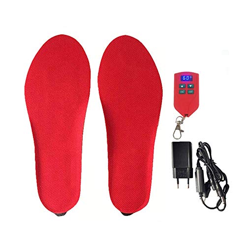 MONA@FILTER Plantillas Calentadas para Hombres y Mujeres con Control Remoto 3 Temperatura Ajustable Calentador de pies USB Lavable Recargable para Actividades de Invierno al Aire Libre,Rojo,35 Cover