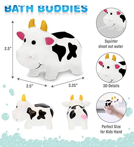 Dollibu Cow Bath Buddy Squirter - Floating White Cow Rubber Bath Toy, Fun Water Squirting Bathtime Play For Toddlers, Cute Farm & Barn Animal Toy For The Bathtub, Beach, & Pool For Girls & Boys #TOP1