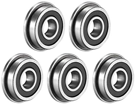 sourcing map F695-2RS Flanged Ball Bearing 5x13x4mm Double Sealed (GCr15) Chrome Steel Flange Rip Bearings 5pcs