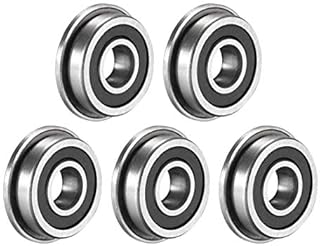 sourcing map F695-2RS Flanged Ball Bearing 5x13x4mm Double Sealed (GCr15) Chrome Steel Flange Rip Bearings 5pcs