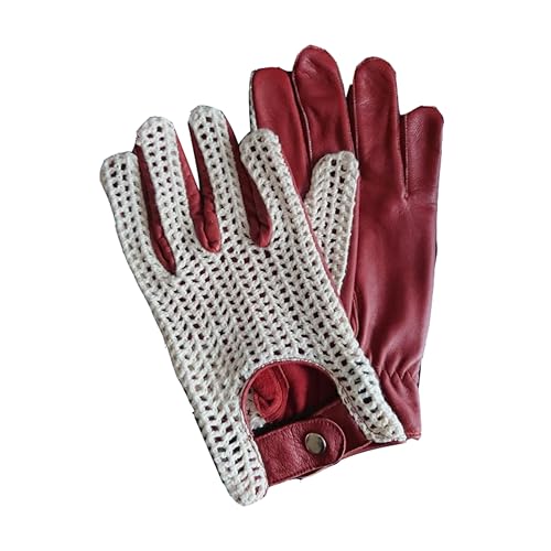 COLOURLINX Guantes de conducción de cuero para hombre y adultos, suaves, auténticos, clásicos, ingleses, sin forro, de algodón, con cuerda de ganchillo, para chofer, vintage, a la moda, coñac, L
