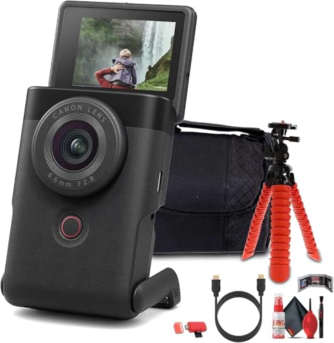 Image of Canon PowerShot V10 Content Creator Compact Vlogging Camera (Silver) (5946C002) + 64GB Memory Card + Camera Bag + Flexible Tripod + Cleaning Kit + More
