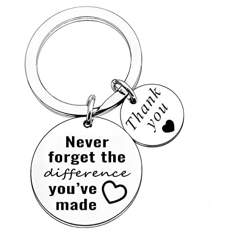 MADHAHEFU Retirement Gifts For Women Never Forget The Difference You've Made Keyring Going Away Gift Coworker Leaving Gift Cover