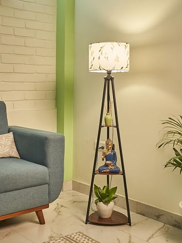 Crosscut Furniture Metal Floor Lamp with 3 Shelves (Farm Petal) L...