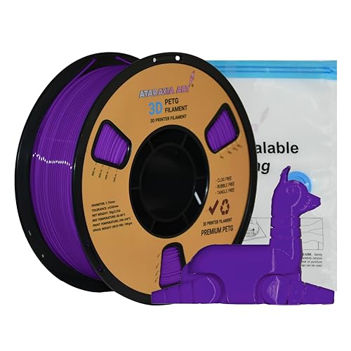 Ataraxia Art PETG 3D Printer Filament 1.75mm V2 with Resealable Vacuum Bag. Dimensional Accuracy +/- 0.02 mm, 1 Kg (2.2 