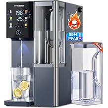 CT910H Countertop Reverse Osmosis Water Filter with with Removable Pure Water Pitcher-41oz, 3S Instant Hot RO Water Filtration System, NSF/ANSI 372, Reduce TDS PFAS, No Installation