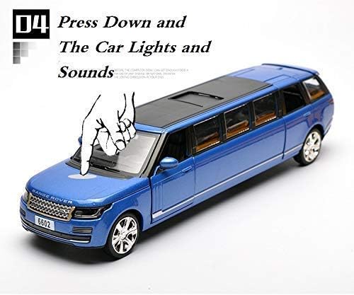 Image of Long Range Rover Diecast Metal Pullback Toy Car with Openable Doors & Light, Music Boys Car for Kids Best Toys Gifts Toys for Kids(Blue)