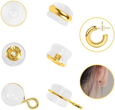 ESMATOO Earring Backs, Rubber Earring Backs for Studs and Droopy Ears , Hypoallergenic Comfort Small Gold Silicone Earring Backs ( 3 Pairs )