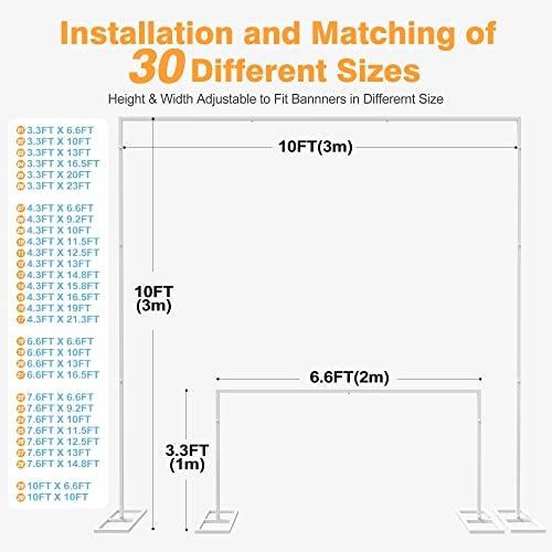 Backdrop Stand Heavy Duty 10X10 Ft Pipe And Drape Backdrop Kit White Portable Adjustable Square Metal Arch Stand Frame For Parties Wedding Photo Booth Background Decoration #TOP1