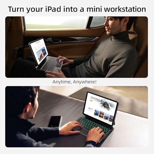 Image of for iPad Pro 11 inch M5 2025 & M4 2024 case with keyboard ,Magic Keyboard iPad Pro 11 inch M5 2025 & M4, Magnetic Attach,Multi-Gesture Trackpad,7-color backlight,Shortcut keys,Auto sleep /awake,Black