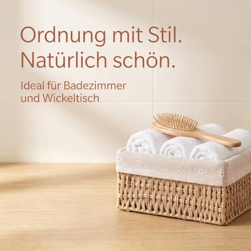 3er Set Aufbewahrungskorb Geflochten mit Futter, 3 Größen Korb Geflochten – Bild 5