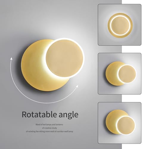 Image of Modern LED Gold Wall Sconces Set of Two Acrylic Wall Lights Lighting Fixture 6000K White Light 8W Dimmable Wall Lamp Round Sconces Wall Lighting for Indoor Bedroom Bedside Hallway
