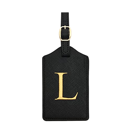 Luggage Tag PU Leather for Suitcase Baggage Handbag Travel Bag Label Suitcase Tag Label Tag w. Name Card & Privacy Cover (L)