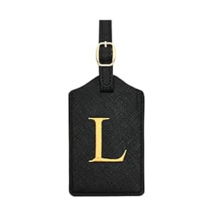 Luggage Tag PU Leather for Suitcase Baggage Handbag Travel Bag Label Suitcase Tag Label Tag w. Name Card & Privacy Cover (L)