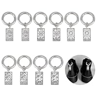 GOMAKERER 10 Pcs Tarot Boot Shoe Charms with Spring O Rings, Divination Theme Alloy Shoe Pendant Tibetan Style Shoe Decoration for Shoe Bag Purse Decor 0.9x1.9inch(2.5x5cm), Antique Silver, Platinum