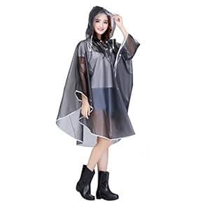 LY Veste Imperméable Cape Adulte Epaissi Poncho de Pluie Femme Veste Imperméable à Capuche EVA Protection Bâche Vêtement Etanche Coupe-Vent Léger pour Moto Cyclisme Randonné Voyage Camping