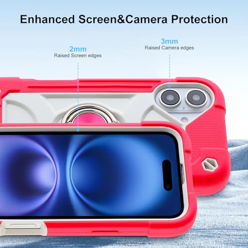 Image of MARKILL Compatible with iPhone Case with Ring Stand, Military Grade Drop Protection Full Body Rugged Heavy Duty Protective Durable Cover iPhone. (Hot Pink, iPhone 16 Plus 6.7 inch)