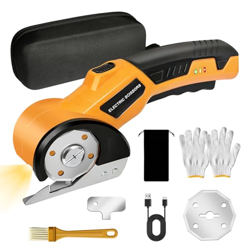 Electric Scissors, Cardboard Box Cutter with Safety Lock & LED...