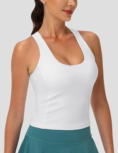 MAGCOMSEN Women's Workout Tank Tops with Built in Bra Athletic Racerback Support Tanks Padded Fitted Yoga Crop Gym Activewear3