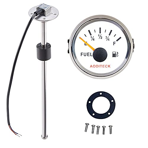 AODITECK Marine Fuel Sending Unit 10.5\" (240-33 ohms) for Boat Car Truck Bundle Marine 8 Scale Fuel Level Gauge for Boat Vehicle SUV Aftermarket Fuel Gauge 240-33 ohm