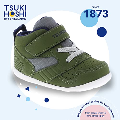 TSUKIHOSHI 2511 Racer Mid Baby Sneaker, Green/Navy - 4 Toddler (1-4 Years)3